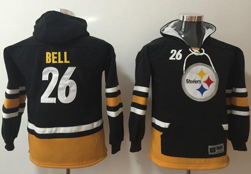 Nike Steelers #26 Le'Veon Bell Black/Gold Youth Name & Number Pullover NFL Hoodie